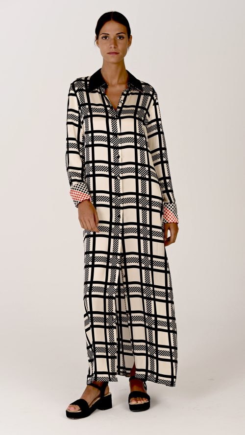 Vestido camisa de seda Black Tartán
