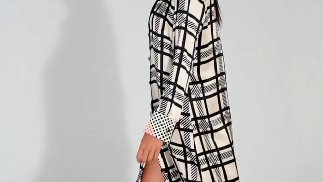 Silk shirt dress Black Tartan