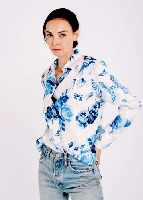 BASIC SHIRT, BLUE GARDEN PRINT