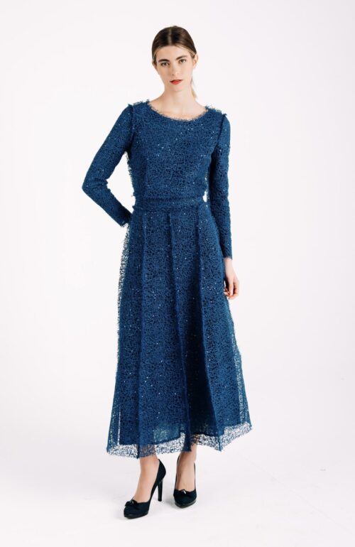 PRINCESS DRESS BLUE VINE PRINT