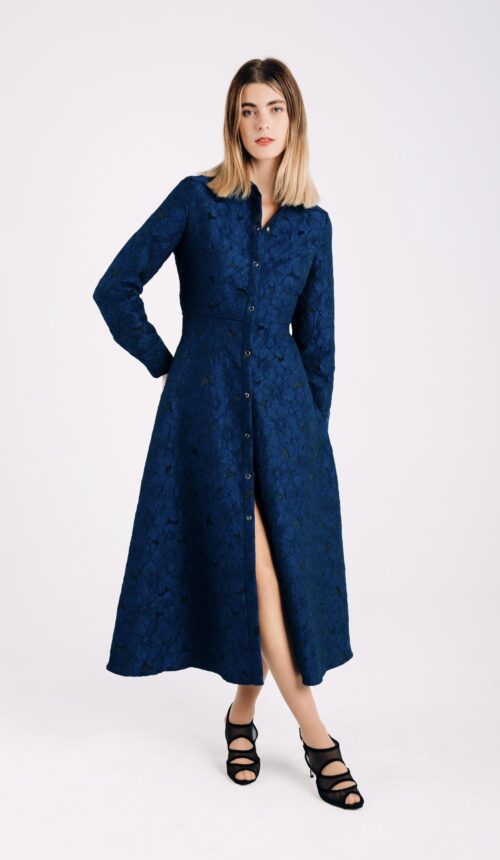 SHIRT-DRESS BLUE ANEMONE PRINT