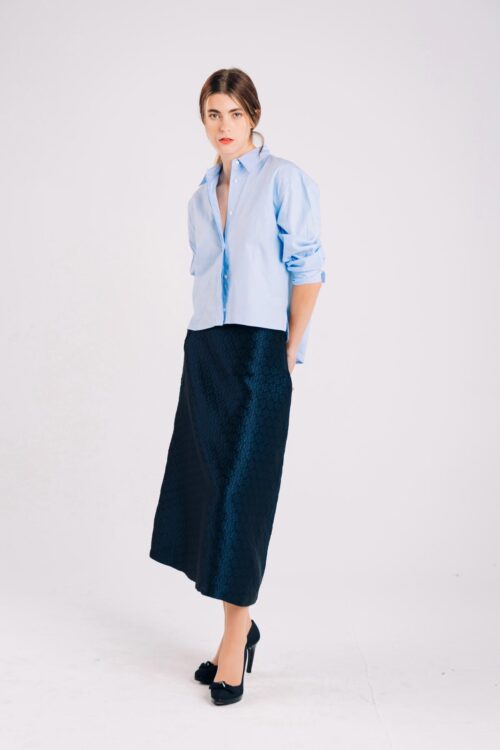 TRIANGLE SKIRT, BLUE CASSIA PRINT