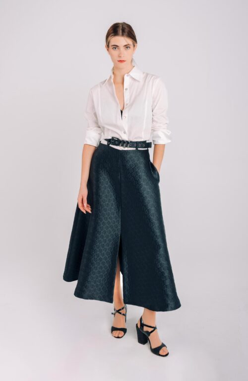 VOLUME SKIRT, BLACK CASSIA PRINT